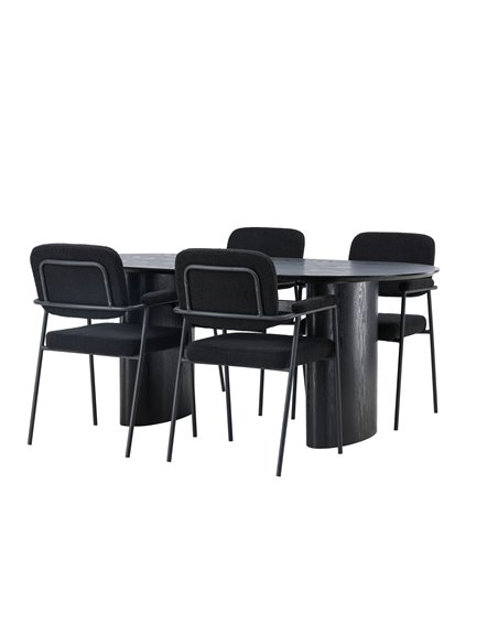 Matgrupp Isolde med Yesterday matstolar, 180 × 90 cm