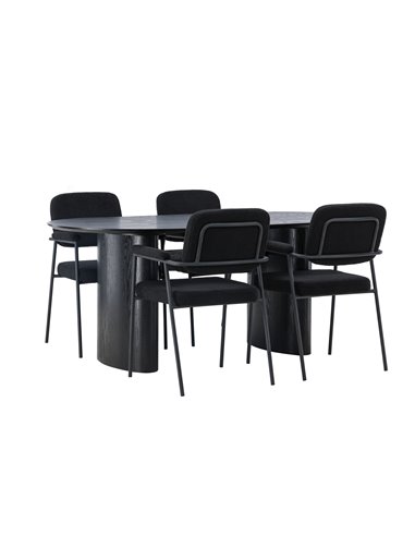 Matgrupp Isolde med Yesterday matstolar, 180 × 90 cm