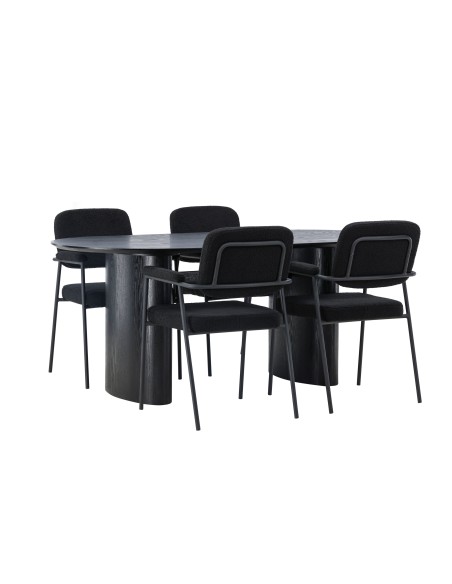 Matgrupp Isolde med Yesterday matstolar, 180 × 90 cm