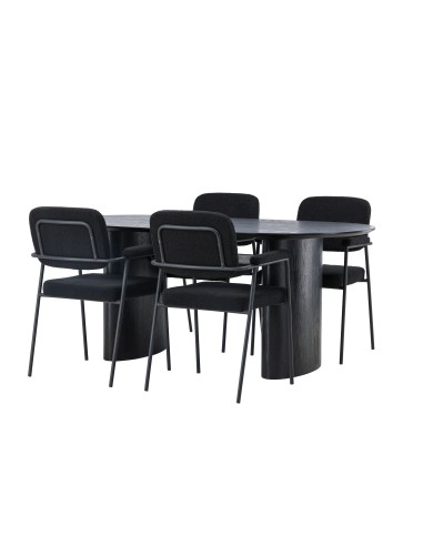 Matgrupp Isolde med Yesterday matstolar, 180 × 90 cm