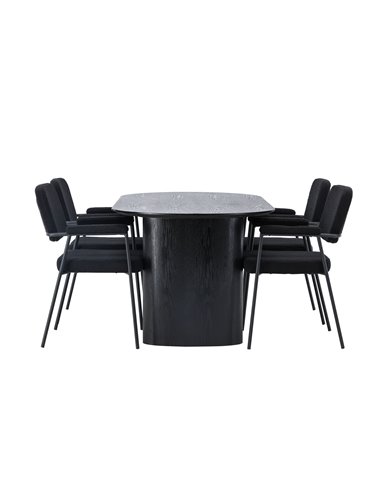 Matgrupp Isolde med Yesterday matstolar, 180 × 90 cm