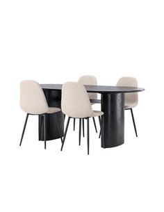 Matgrupp Isolde med Polar matstolar, 180 × 90 cm 2