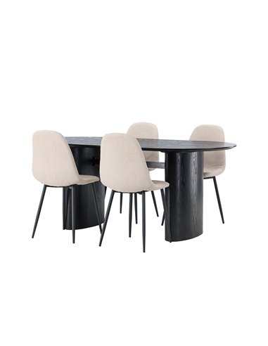 Matgrupp Isolde med Polar matstolar, 180 × 90 cm
