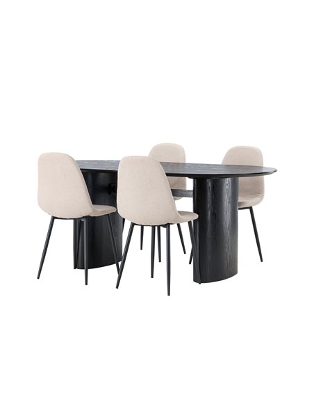 Matgrupp Isolde med Polar matstolar, 180 × 90 cm