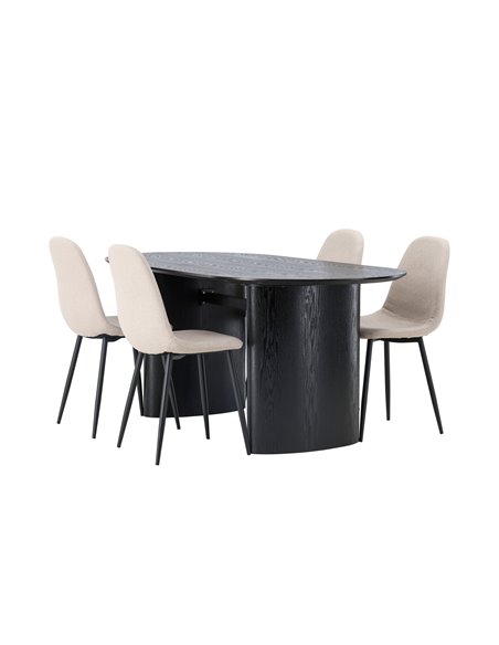 Matgrupp Isolde med Polar matstolar, 180 × 90 cm
