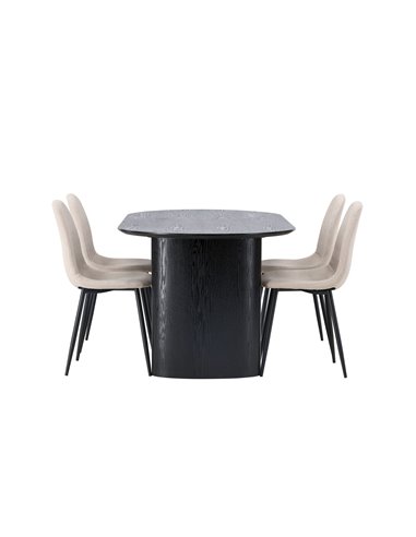 Matgrupp Isolde med Polar matstolar, 180 × 90 cm