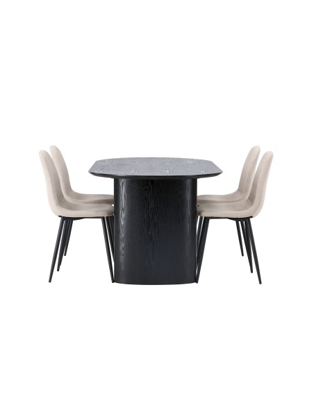 Matgrupp Isolde med Polar matstolar, 180 × 90 cm