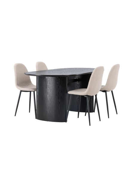 Matgrupp Isolde med Polar matstolar, 180 × 90 cm