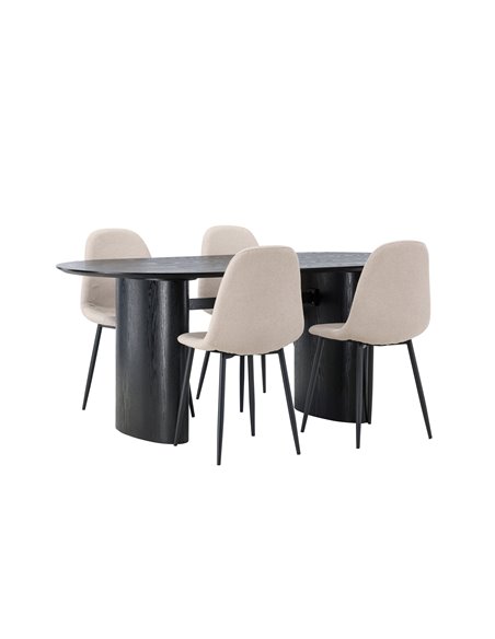 Matgrupp Isolde med Polar matstolar, 180 × 90 cm
