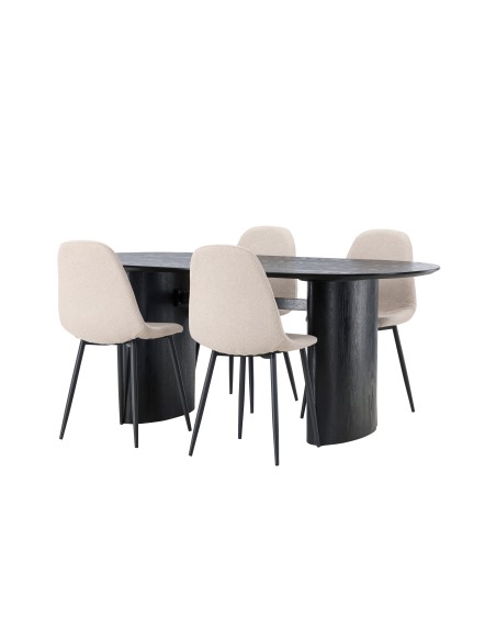 Matgrupp Isolde med Polar matstolar, 180 × 90 cm