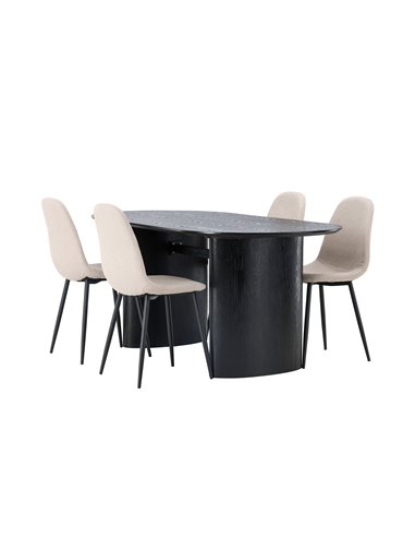 Matgrupp Isolde med Polar matstolar, 180 × 90 cm