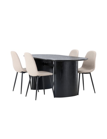 Matgrupp Isolde med Polar matstolar, 180 × 90 cm