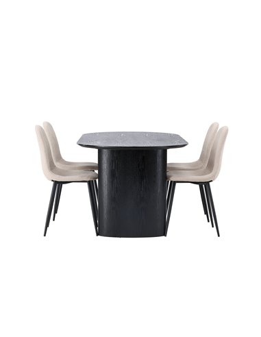 Matgrupp Isolde med Polar matstolar, 180 × 90 cm