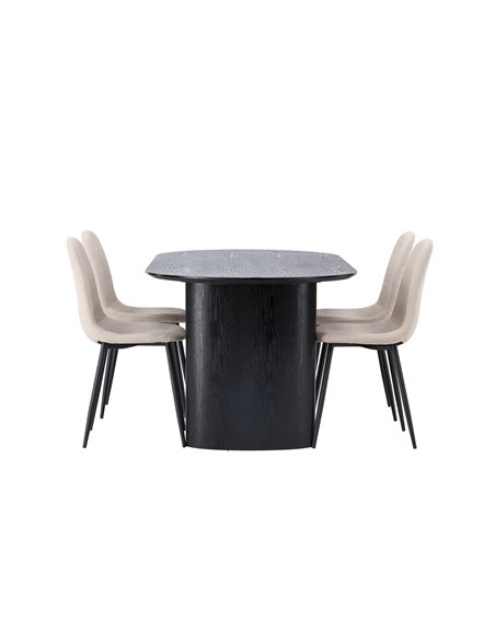 Matgrupp Isolde med Polar matstolar, 180 × 90 cm