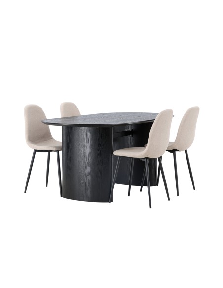 Matgrupp Isolde med Polar matstolar, 180 × 90 cm