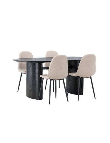 Matgrupp Isolde med Polar matstolar, 180 × 90 cm
