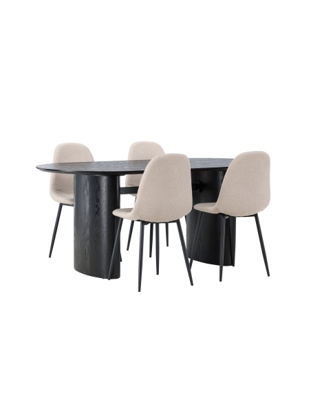 Matgrupp Isolde med Polar matstolar, 180 × 90 cm