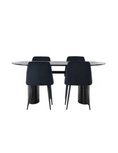 Matgrupp Isolde med Night matstolar, 180 × 90 cm