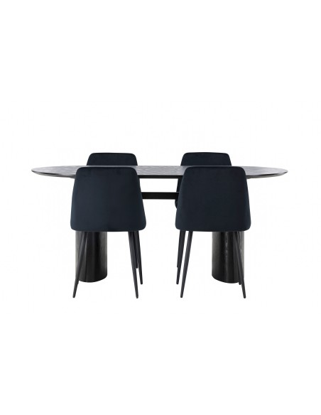 Matgrupp Isolde med Night matstolar, 180 × 90 cm