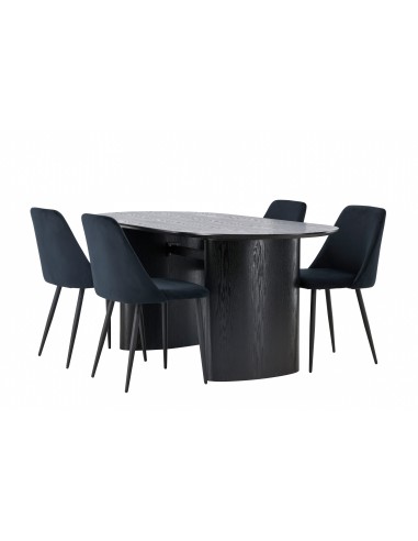 Matgrupp Isolde med Night matstolar, 180 × 90 cm