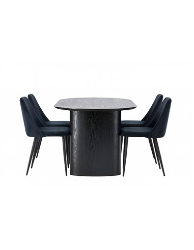 Matgrupp Isolde med Night matstolar, 180 × 90 cm
