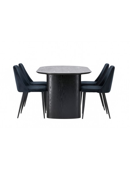 Matgrupp Isolde med Night matstolar, 180 × 90 cm