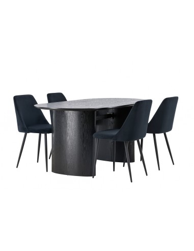 Matgrupp Isolde med Night matstolar, 180 × 90 cm