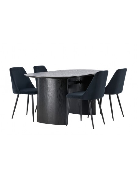 Matgrupp Isolde med Night matstolar, 180 × 90 cm