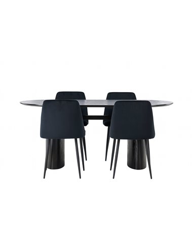 Matgrupp Isolde med Night matstolar, 180 × 90 cm