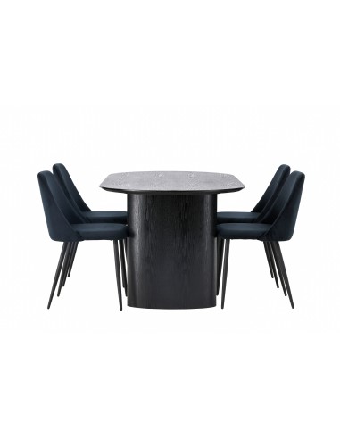 Matgrupp Isolde med Night matstolar, 180 × 90 cm