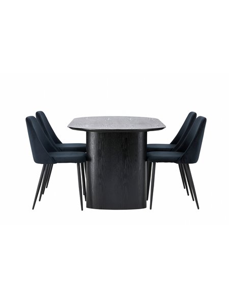 Matgrupp Isolde med Night matstolar, 180 × 90 cm