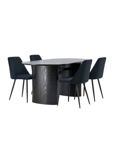 Matgrupp Isolde med Night matstolar, 180 × 90 cm