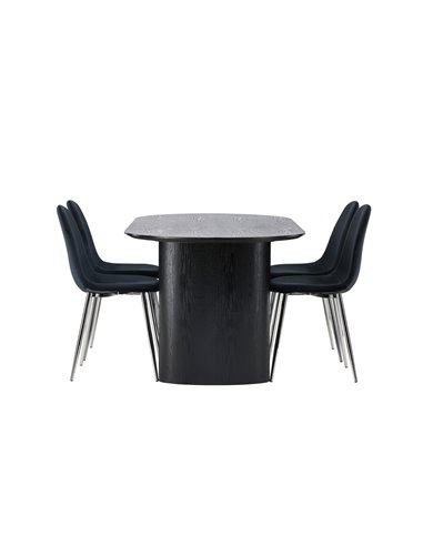 Matgrupp Isolde med Polar matstolar, 180 × 90 cm