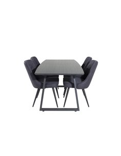 Matgrupp Inca med Velvet Deluxe matstolar, 160 × 85 cm