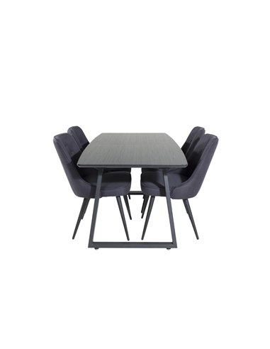 Matgrupp Inca med Velvet Deluxe matstolar, 160 × 85 cm