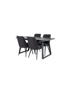 Matgrupp Inca med Velvet Deluxe matstolar, 160 × 85 cm 2