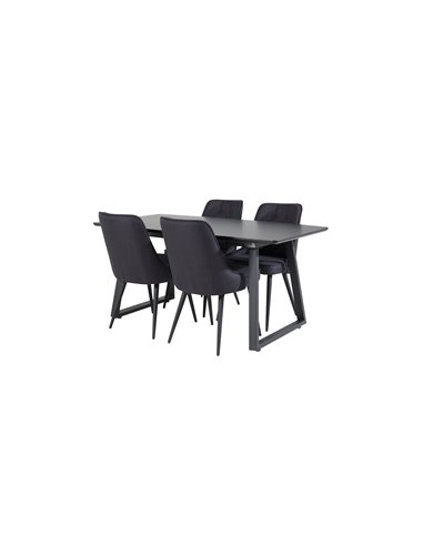 Matgrupp Inca med Velvet Deluxe matstolar, 160 × 85 cm