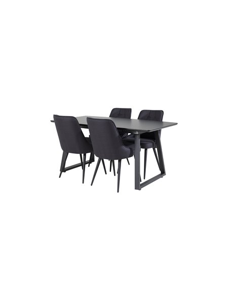 Matgrupp Inca med Velvet Deluxe matstolar, 160 × 85 cm