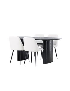 Matgrupp Isolde med Night matstolar, 180 × 90 cm 2