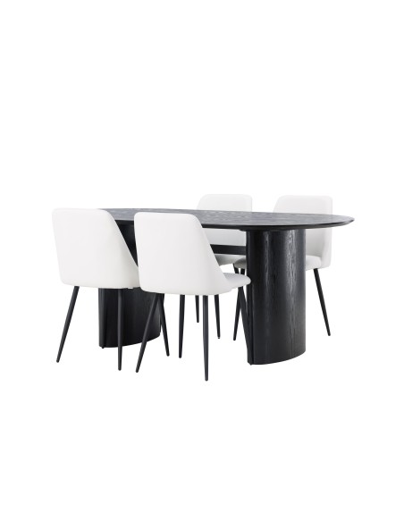 Matgrupp Isolde med Night matstolar, 180 × 90 cm