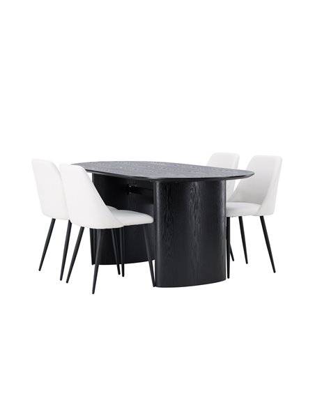 Matgrupp Isolde med Night matstolar, 180 × 90 cm