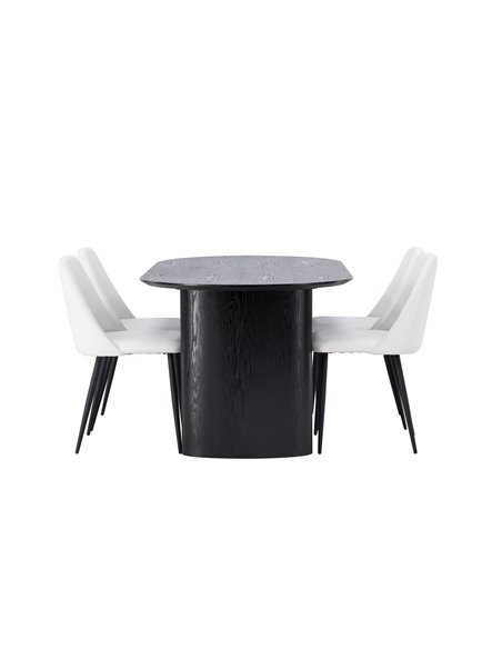 Matgrupp Isolde med Night matstolar, 180 × 90 cm