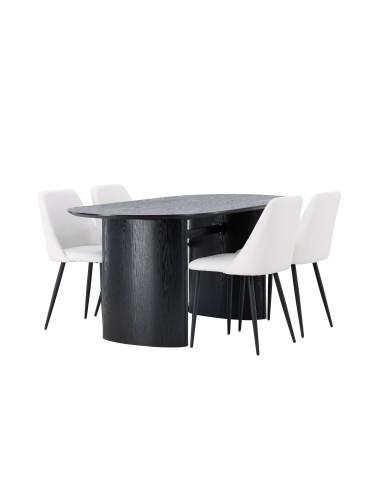 Matgrupp Isolde med Night matstolar, 180 × 90 cm