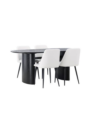 Matgrupp Isolde med Night matstolar, 180 × 90 cm