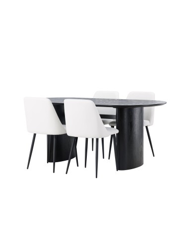 Matgrupp Isolde med Night matstolar, 180 × 90 cm