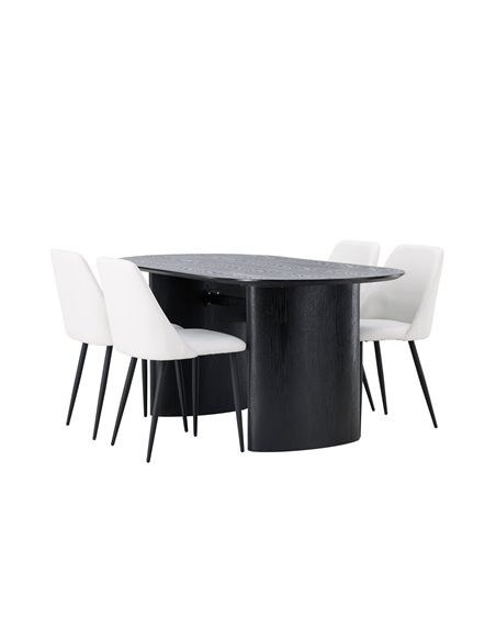 Matgrupp Isolde med Night matstolar, 180 × 90 cm