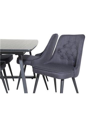 Matgrupp Inca med Velvet Deluxe matstolar, 160 × 85 cm