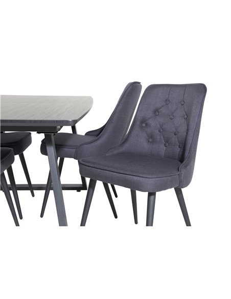 Matgrupp Inca med Velvet Deluxe matstolar, 160 × 85 cm