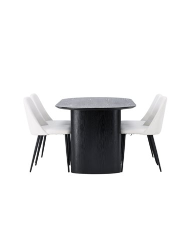 Matgrupp Isolde med Night matstolar, 180 × 90 cm