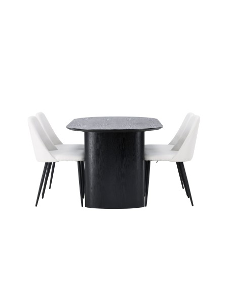 Matgrupp Isolde med Night matstolar, 180 × 90 cm